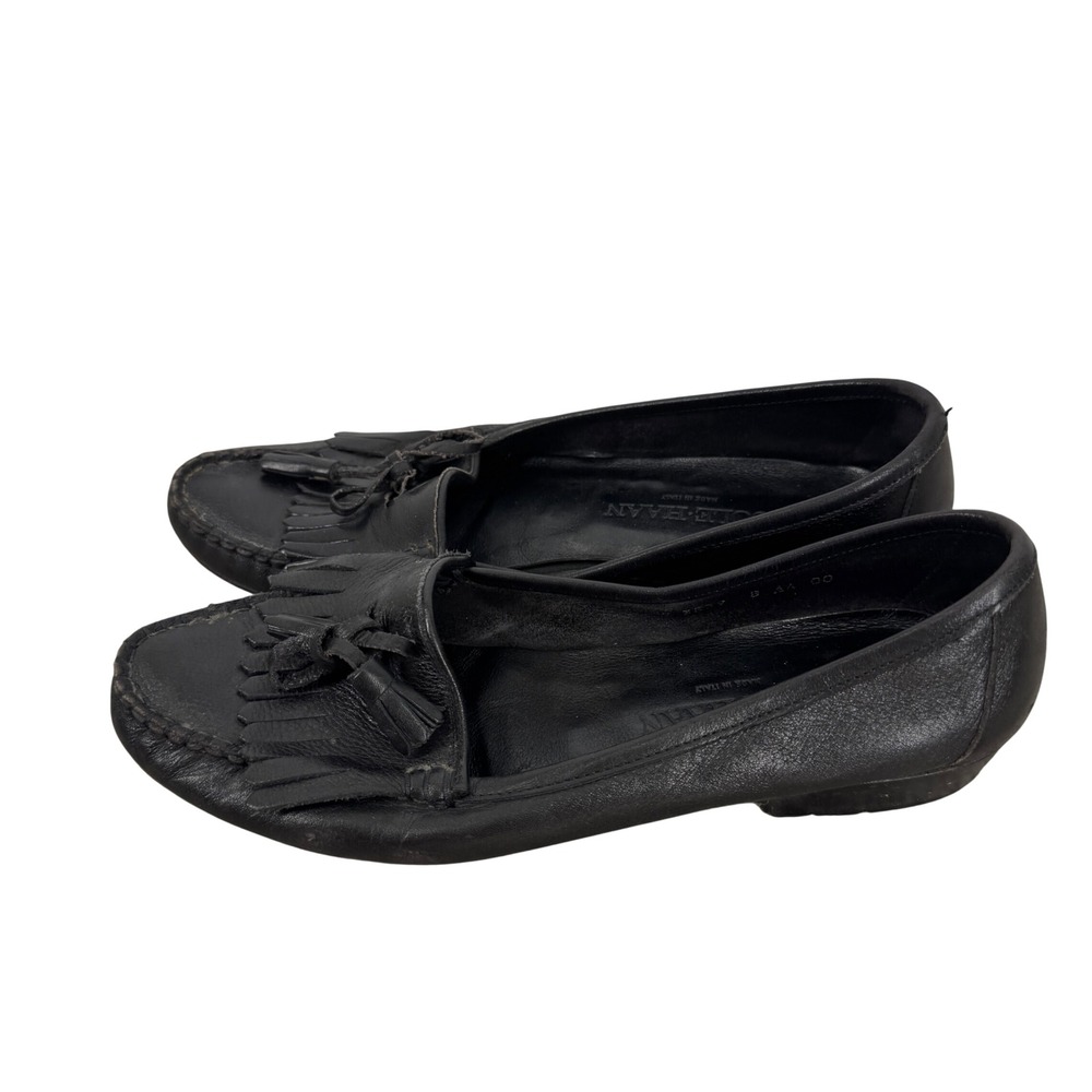 Cole Haan Womens Black Leather Kiltie Tassel Loafers Made in Italy Size 8 AA